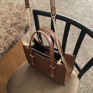 Brown leather purse.